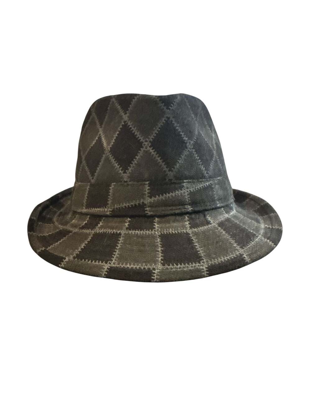 Lids Gray and Black Diamond Patchwork Trilby Fedora Hat